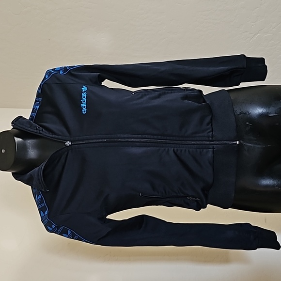 adidas Jackets & Blazers - Adidas Dark Blue Turquoise Zip Up Jacket Sz. S